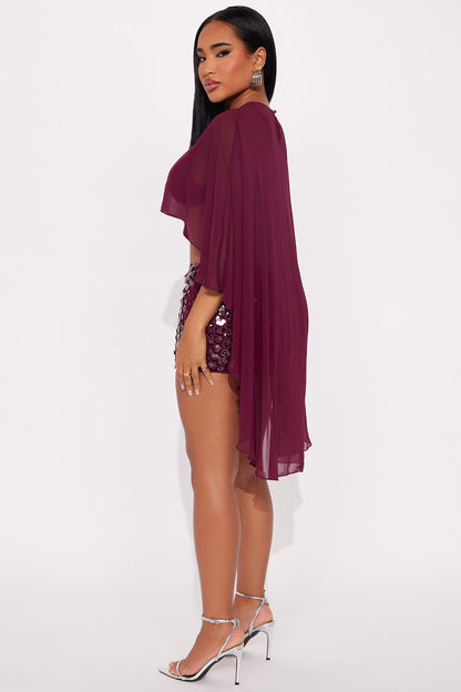 That Girl Embellished Skirt Set - Burgundy