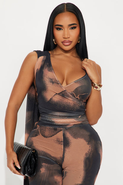 Samaria Mesh Halter Jumpsuit - Black/combo