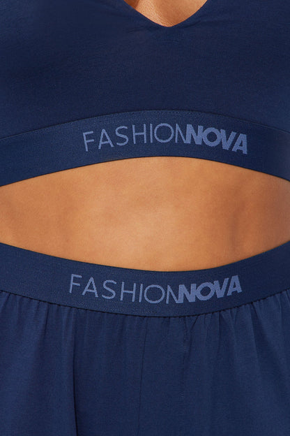 FN Mood Racerback Bralette PJ Boxer Pant Set - Navy