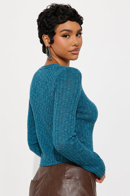 The Joanna Cardigan Top - Teal
