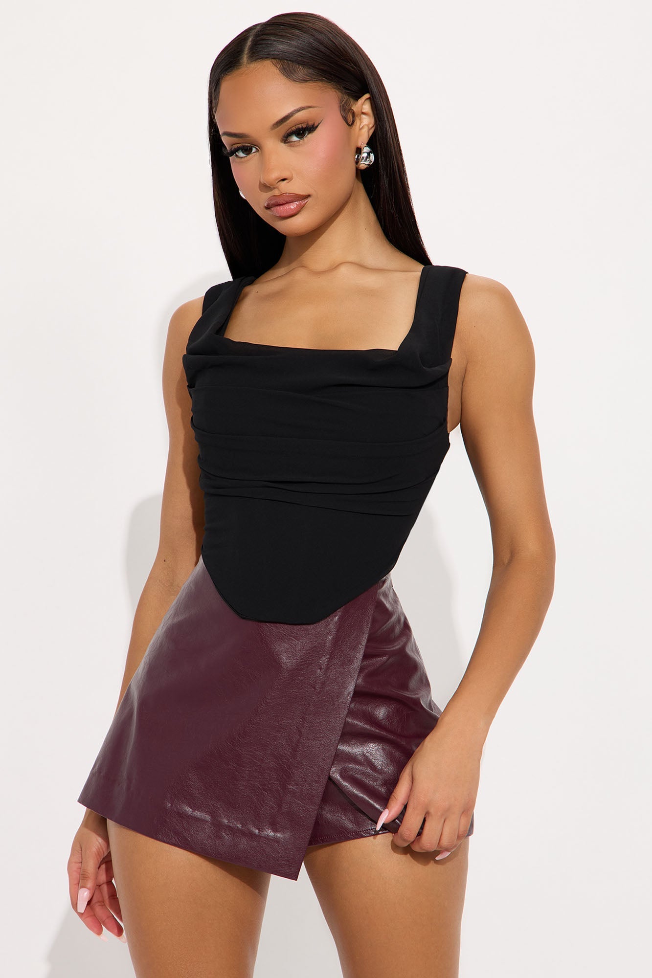 Always Moody Chiffon Corset Top - Black