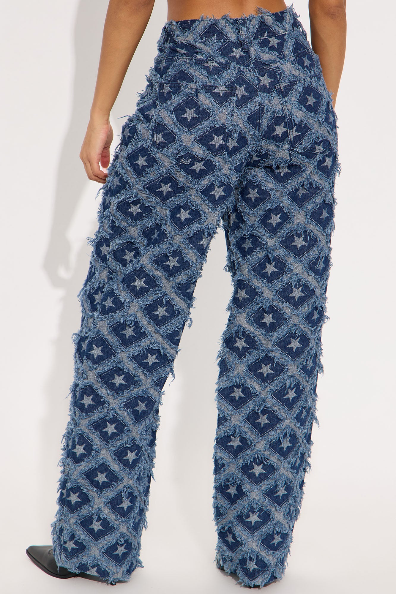 Stars Have Aligned Jacquard Straight Leg Jeans - Dark Wash