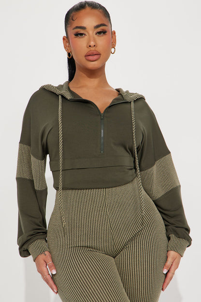 Off The Stage Hoodie Jumpsuit - Olive