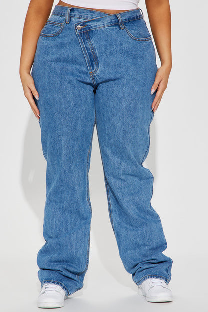 Tall Crossover Straight Leg Jeans - Medium Wash