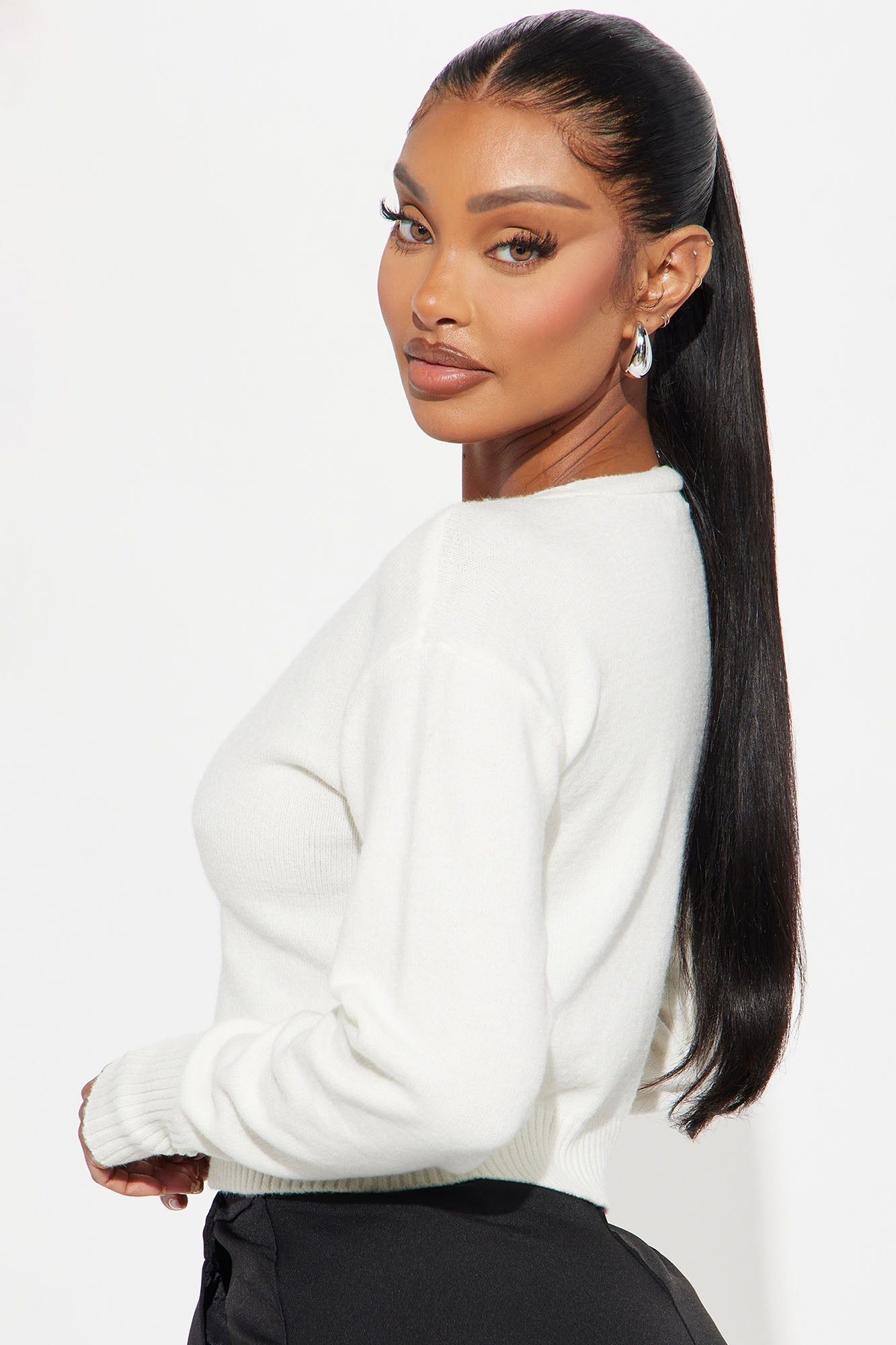 With A Bow Cropped Cardigan - Ivory
