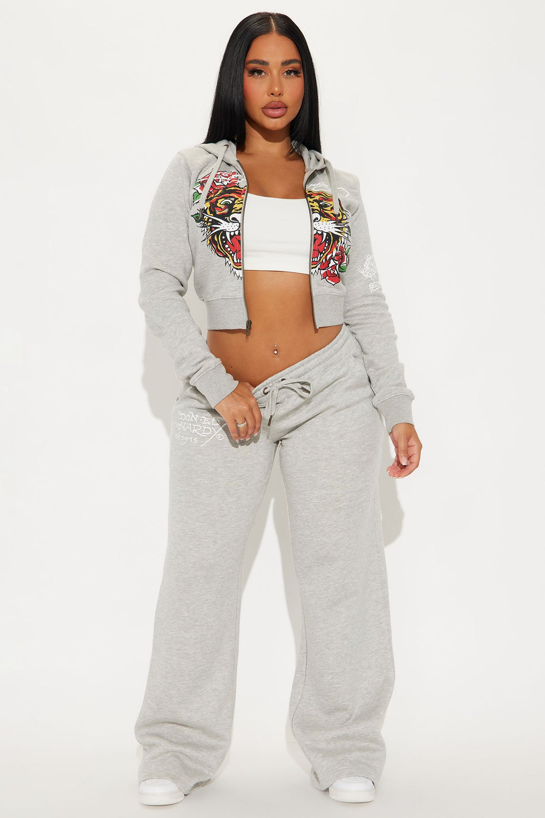 Ed Hardy Tiger Pant Set - Heather Grey