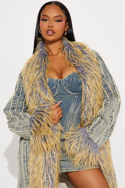 Love Me Not Washed Denim Coat - Vintage Wash