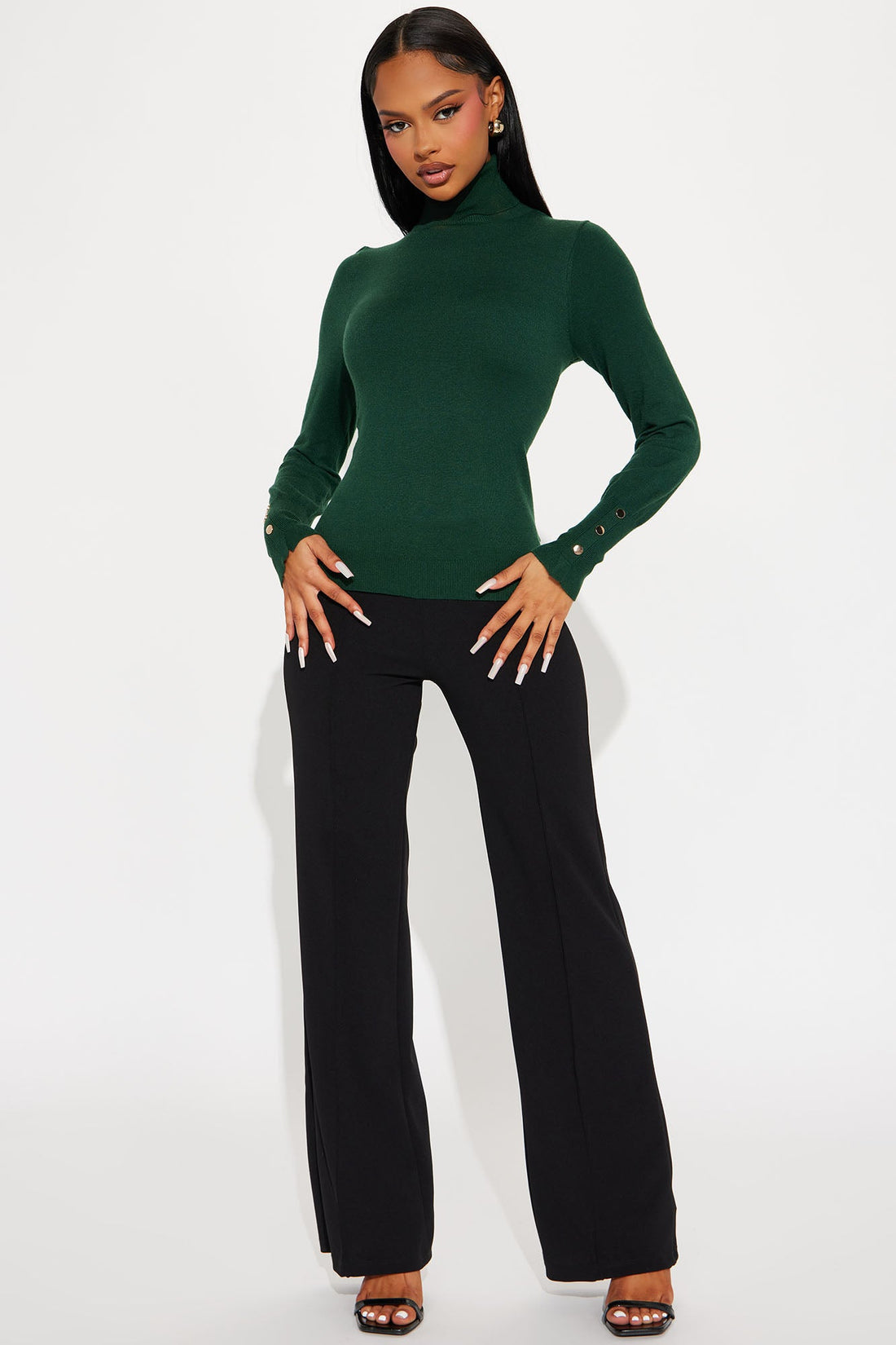 Meet Me Somewhere Turtle Neck Sweater - Hunter