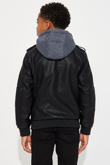 Mini Not Afraid Faux Leather Jacket - Black