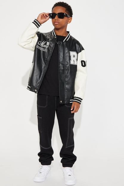 Mini Star Athlete Varsity Jacket - Black/White