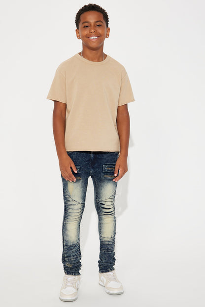 Mini Denim Zipper King II Moto Jeans - Vintage Blue Wash