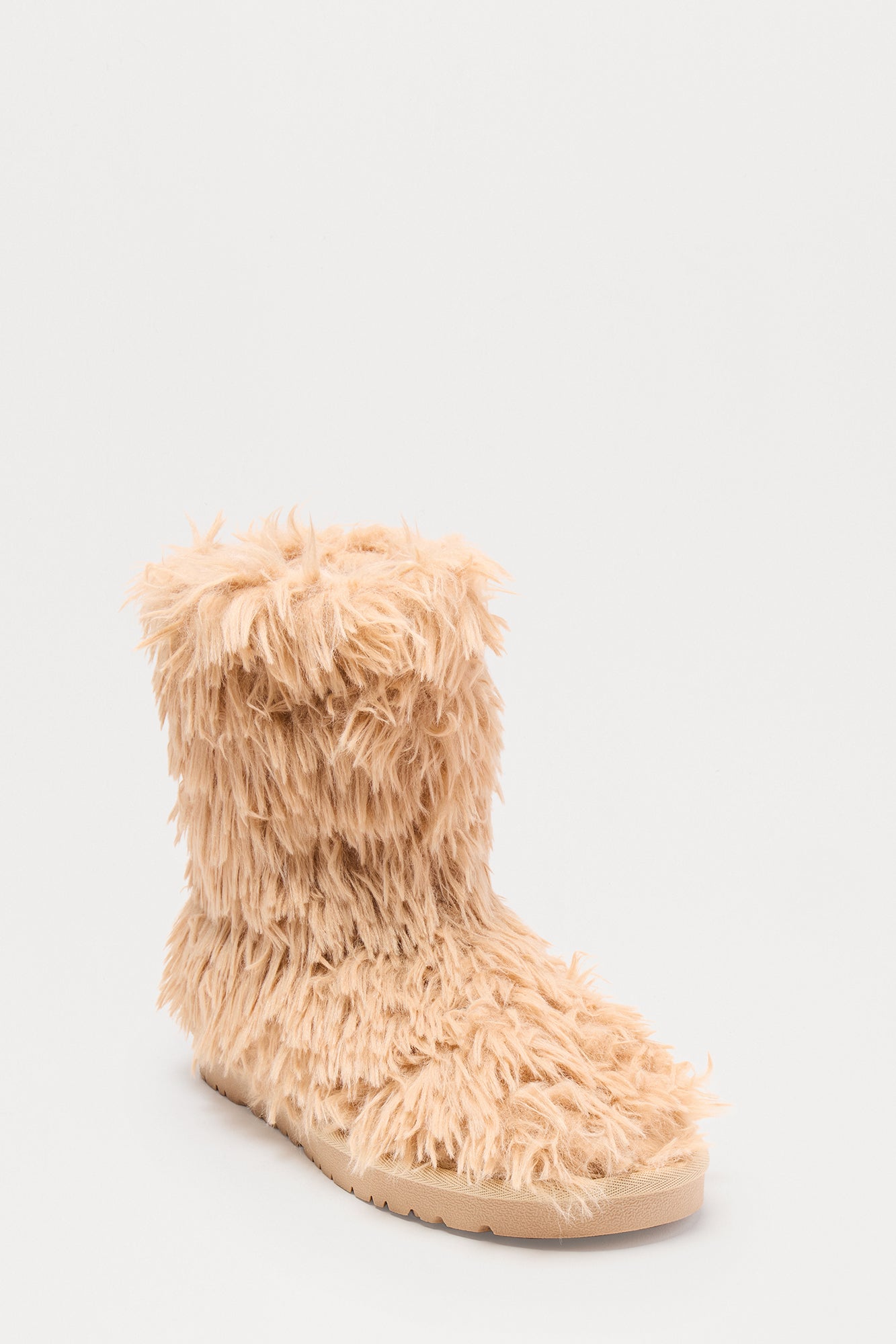 Yetti Faux Fur Booties - Nude