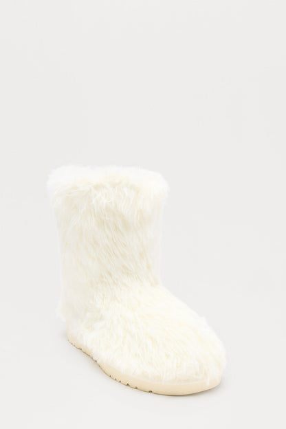 Yetti Faux Fur Booties - Cream