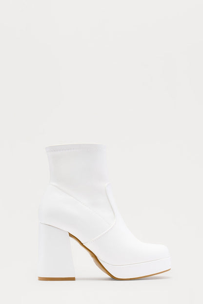 Rebel Platform Booties - White
