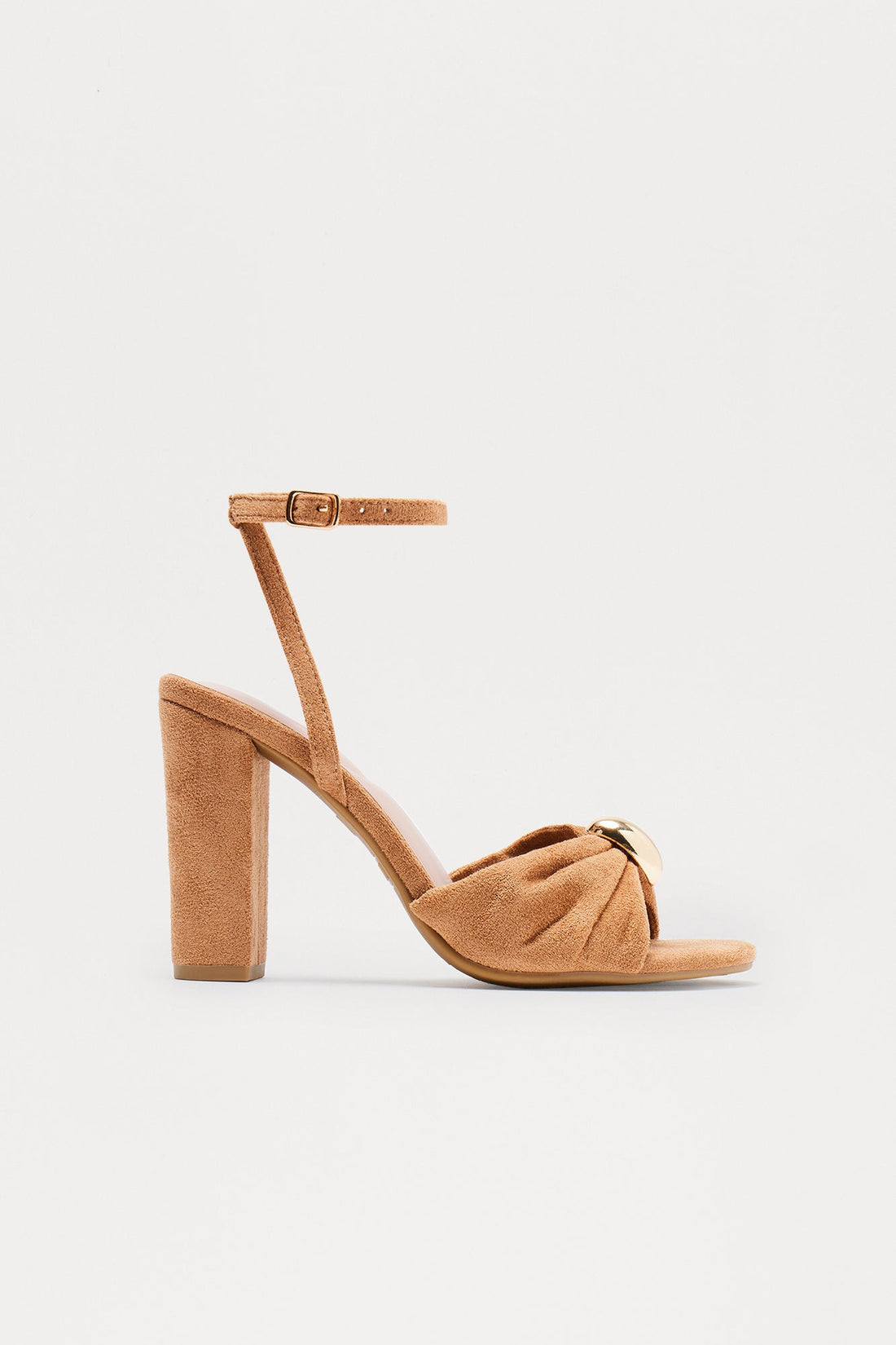 Brookie Hardware Ankle Strap Heels - Camel