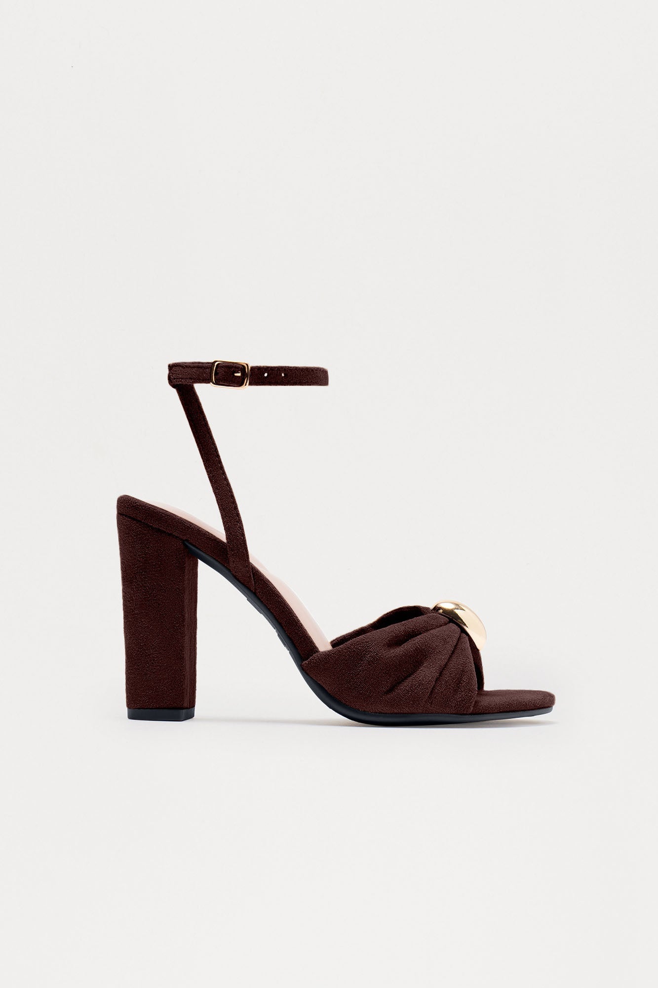 Brookie Hardware Ankle Strap Heels - Brown