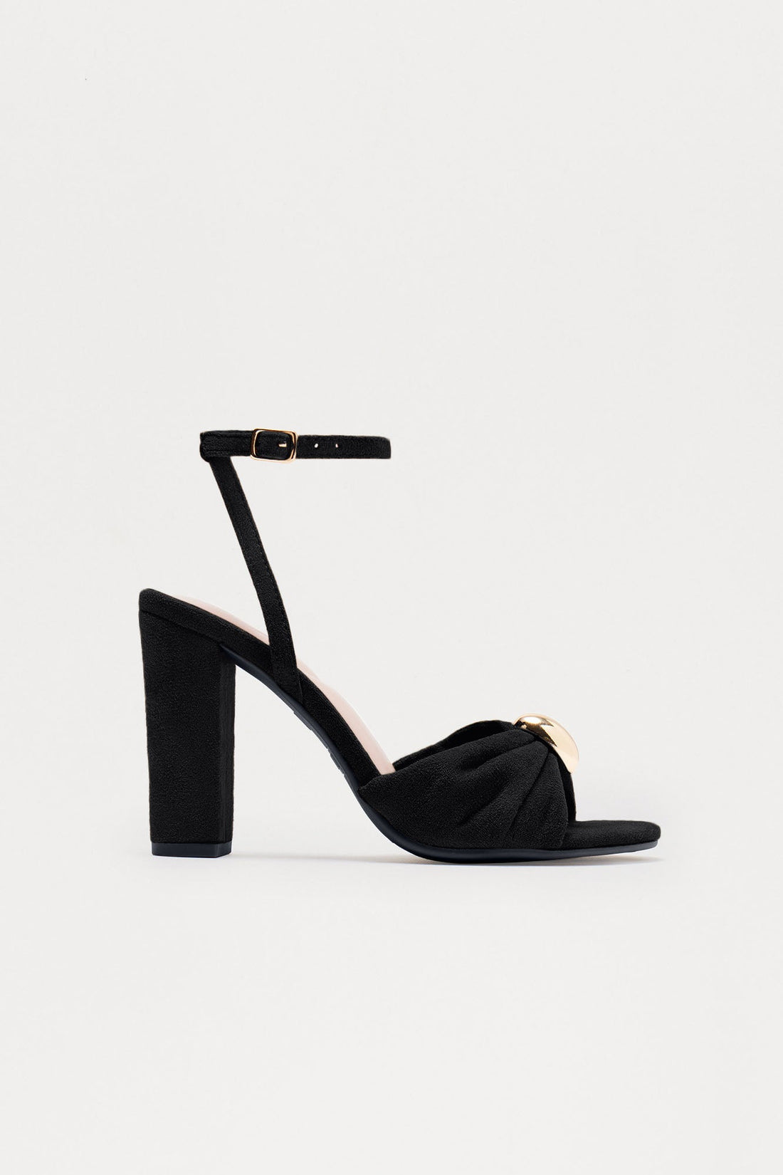 Brookie Hardware Ankle Strap Heels - Black