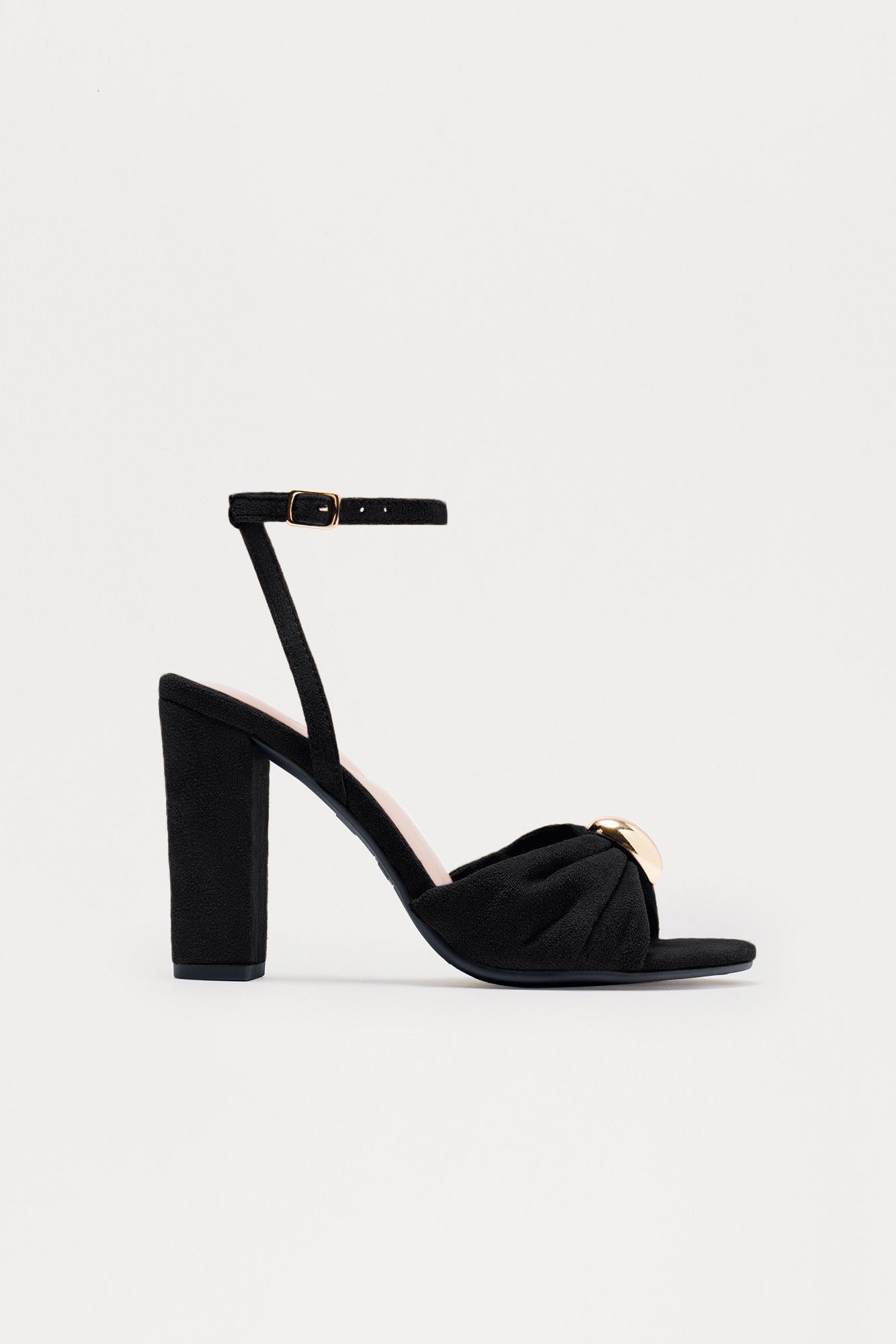 Brookie Hardware Ankle Strap Heels - Black