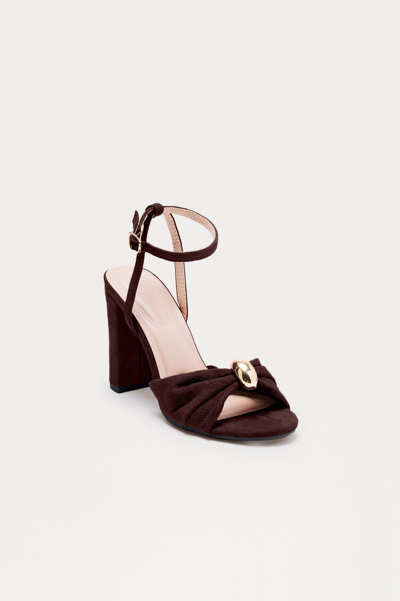Brookie Hardware Ankle Strap Heels - Brown