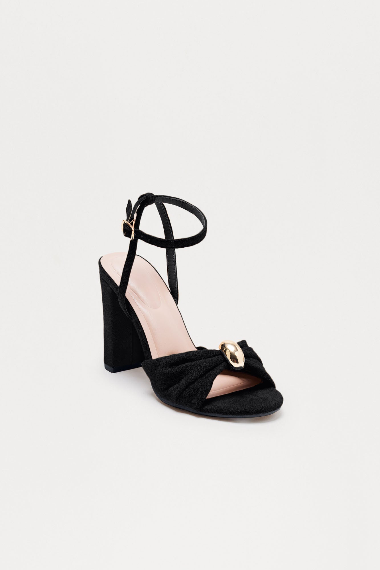 Brookie Hardware Ankle Strap Heels - Black