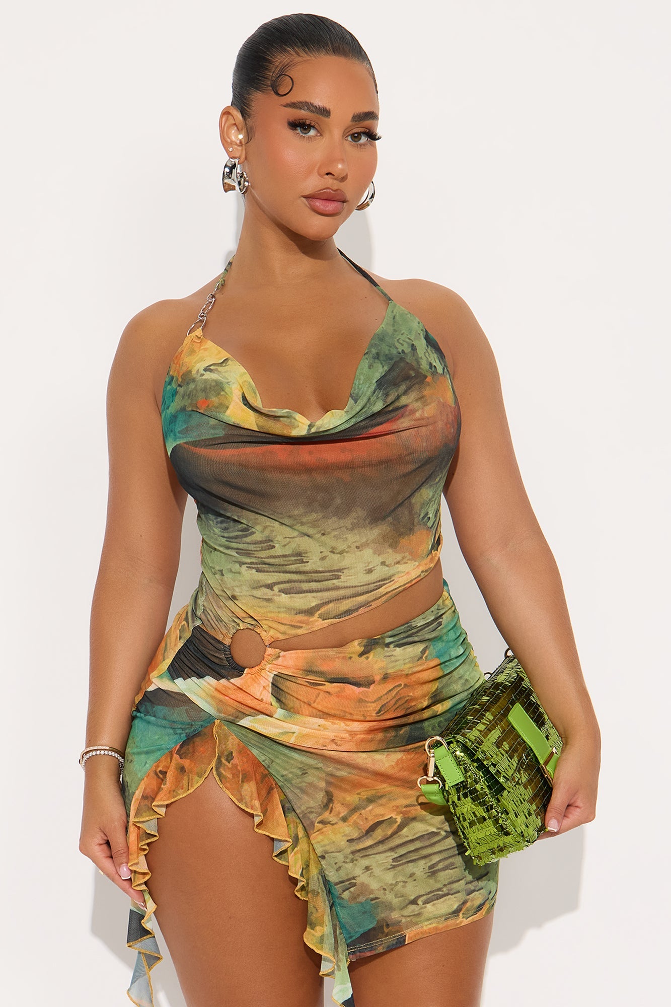 Tall In Your Dreams Mesh Mini Dress - Green/combo