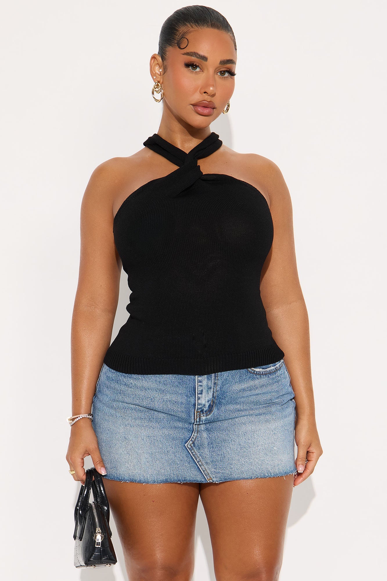 So Scandalous Twisted Sweater Top - Black