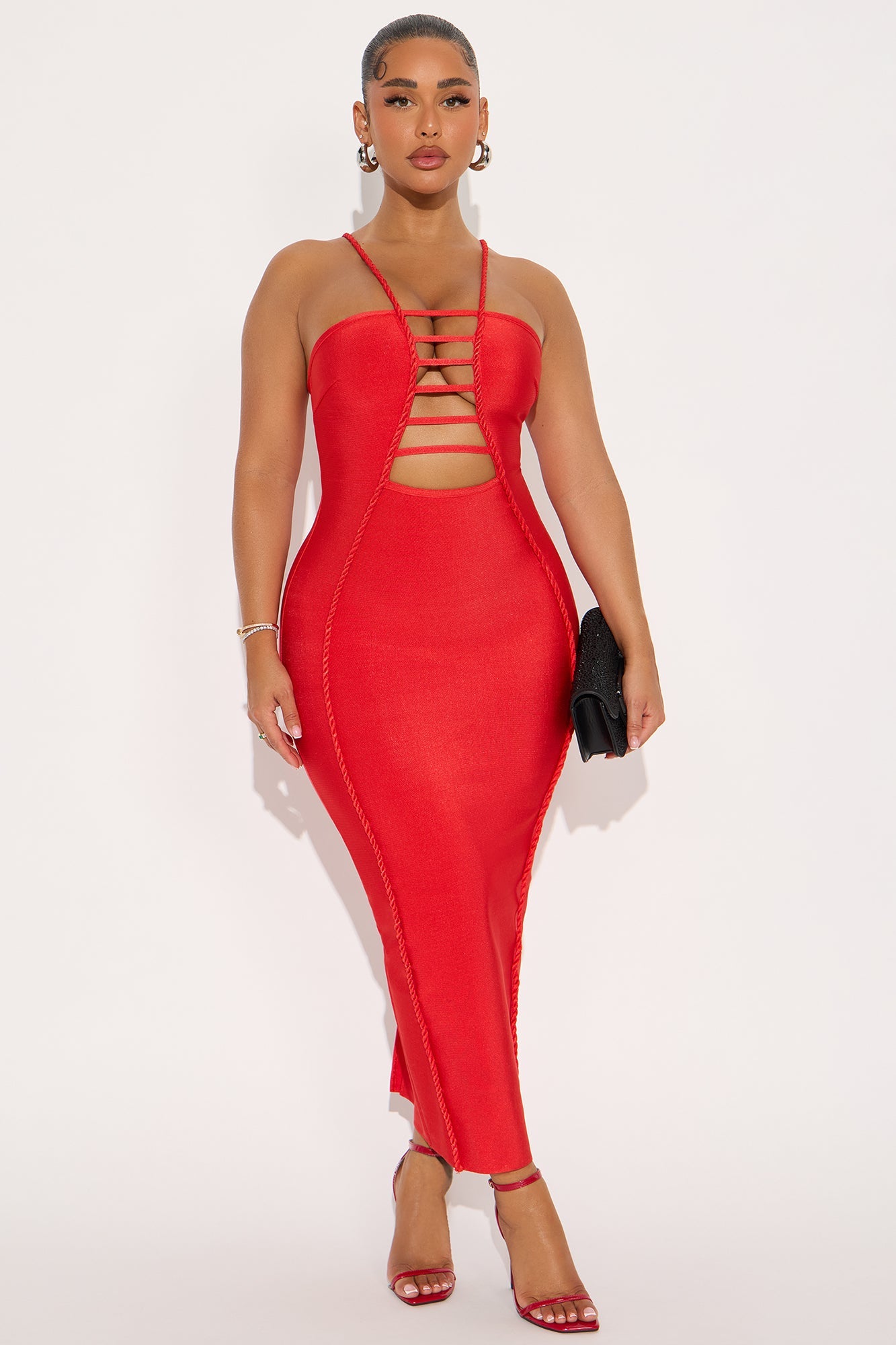 Pleasing You Bandage Midi Dress - Red