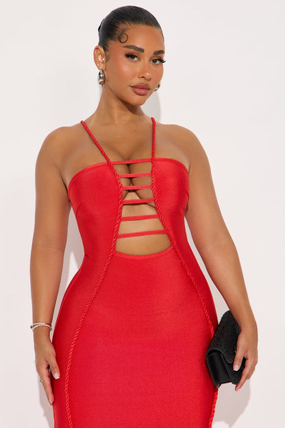 Pleasing You Bandage Midi Dress - Red
