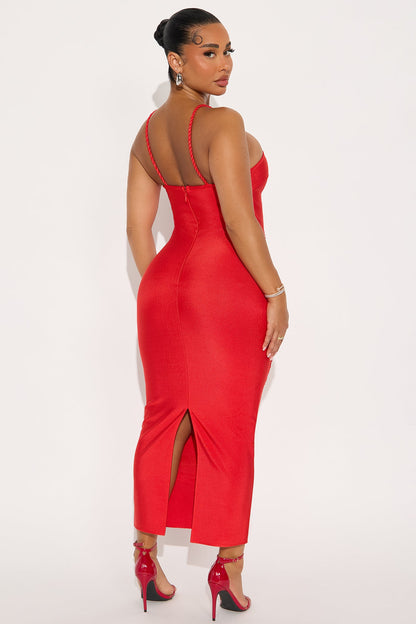 Pleasing You Bandage Midi Dress - Red