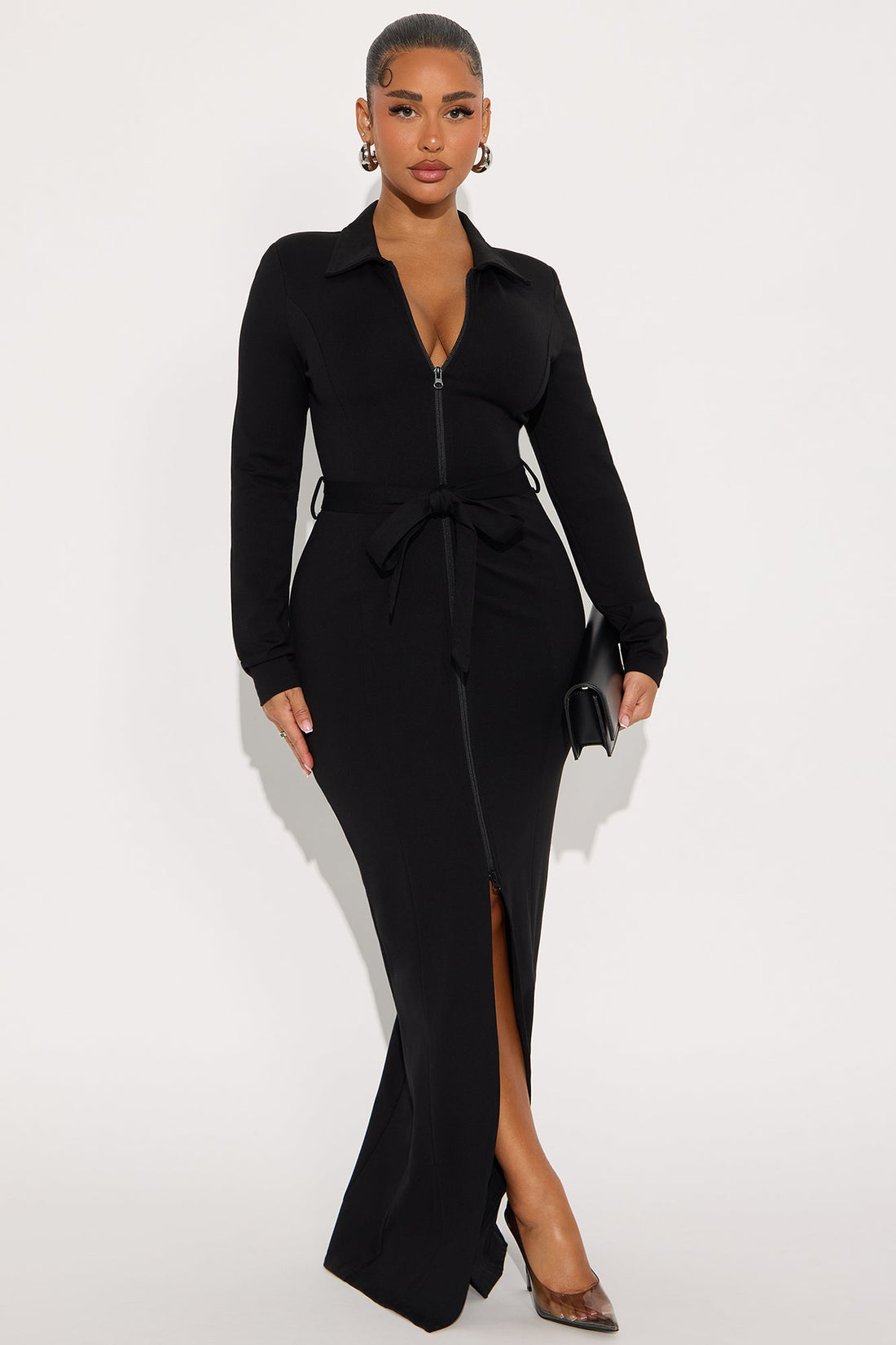 Twilla Tie Waist Maxi Dress - Black