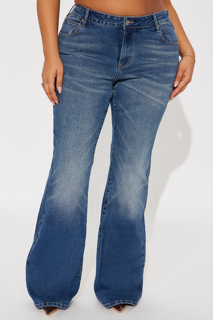 Forever Stretch Low Rise Flare Jeans - Dark Wash