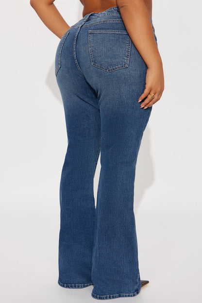Forever Stretch Low Rise Flare Jeans - Dark Wash