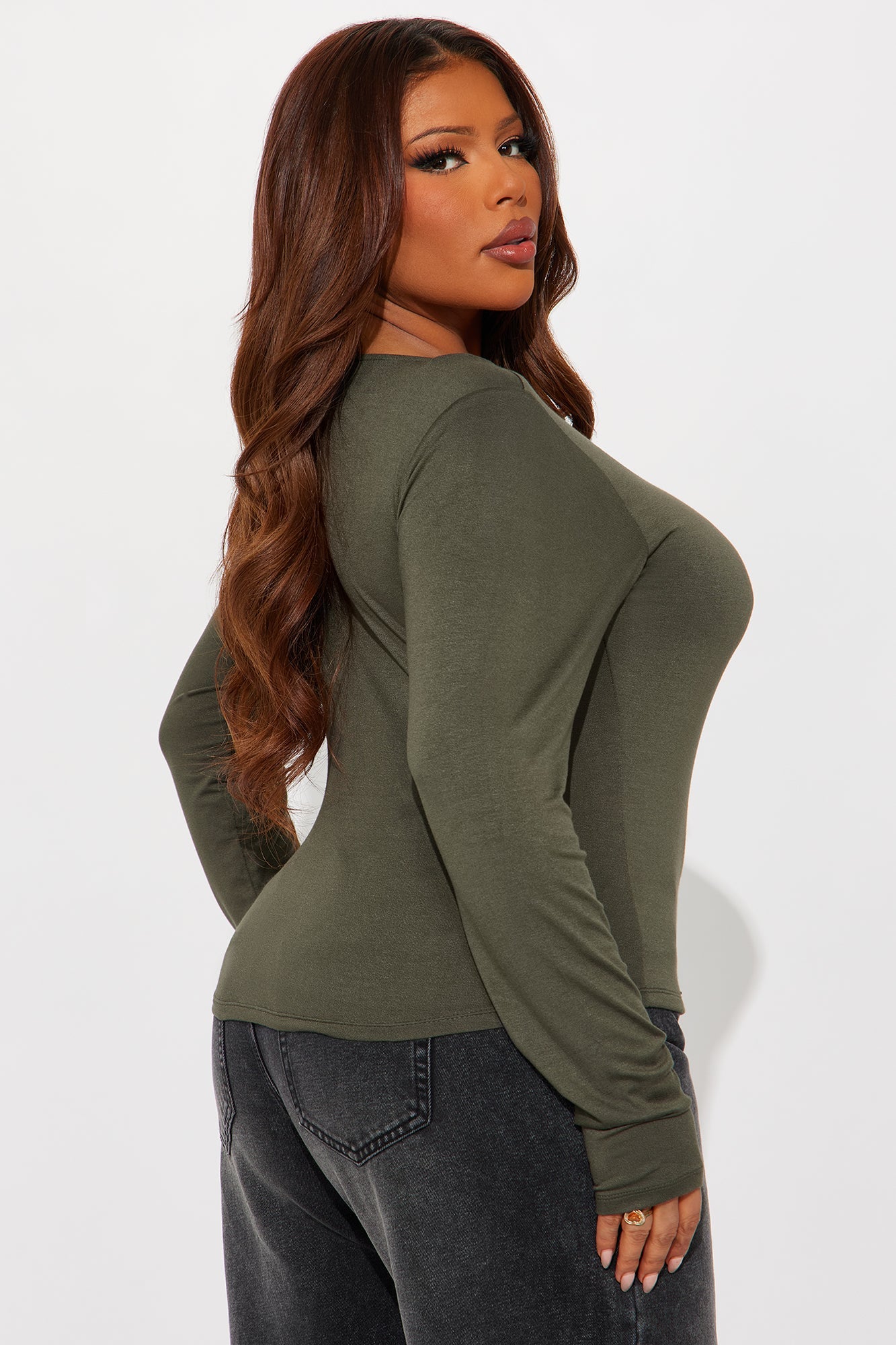 Yasmeen Square Neck Top - Olive