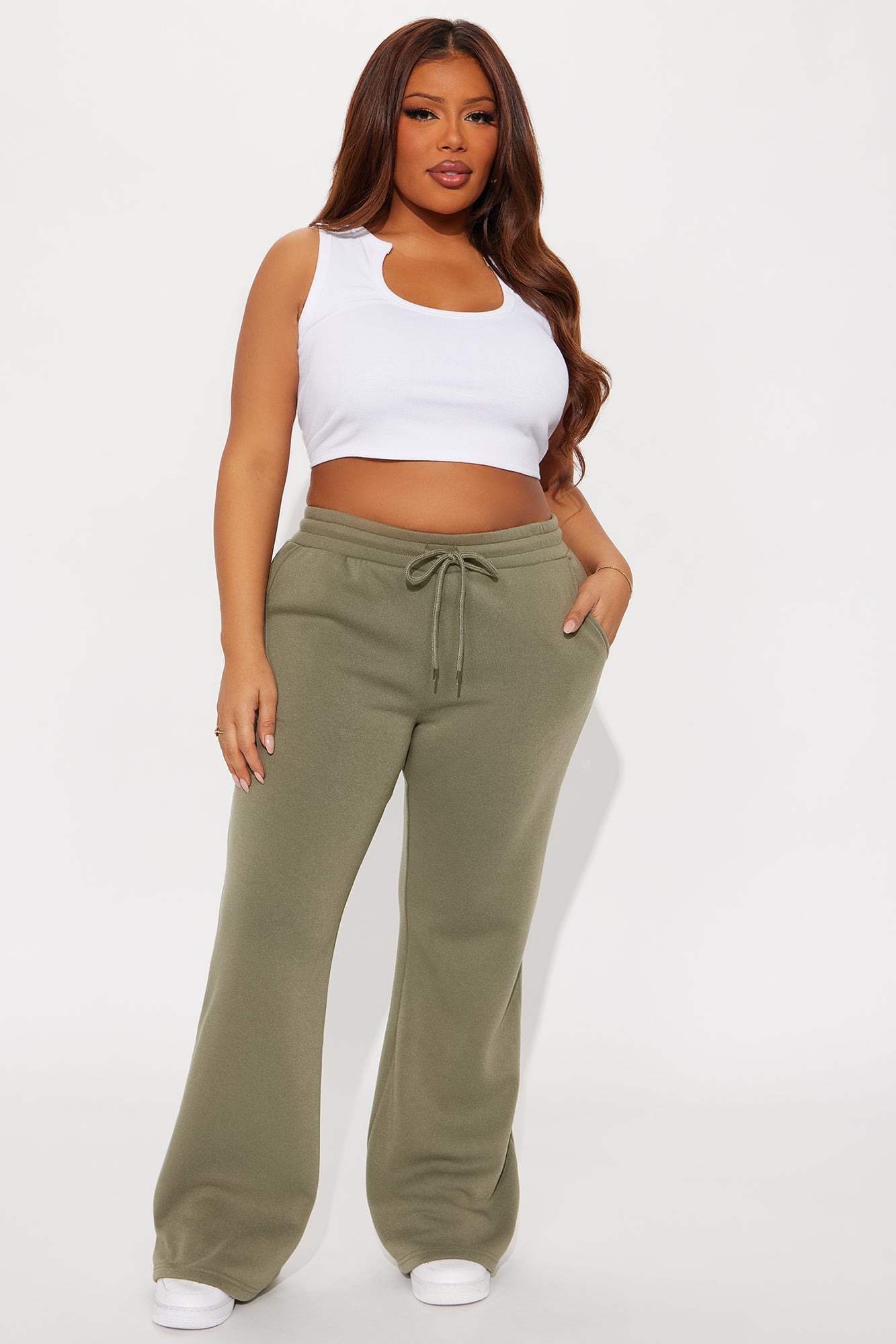 Candice Petite Lounge Flare Pant - Olive