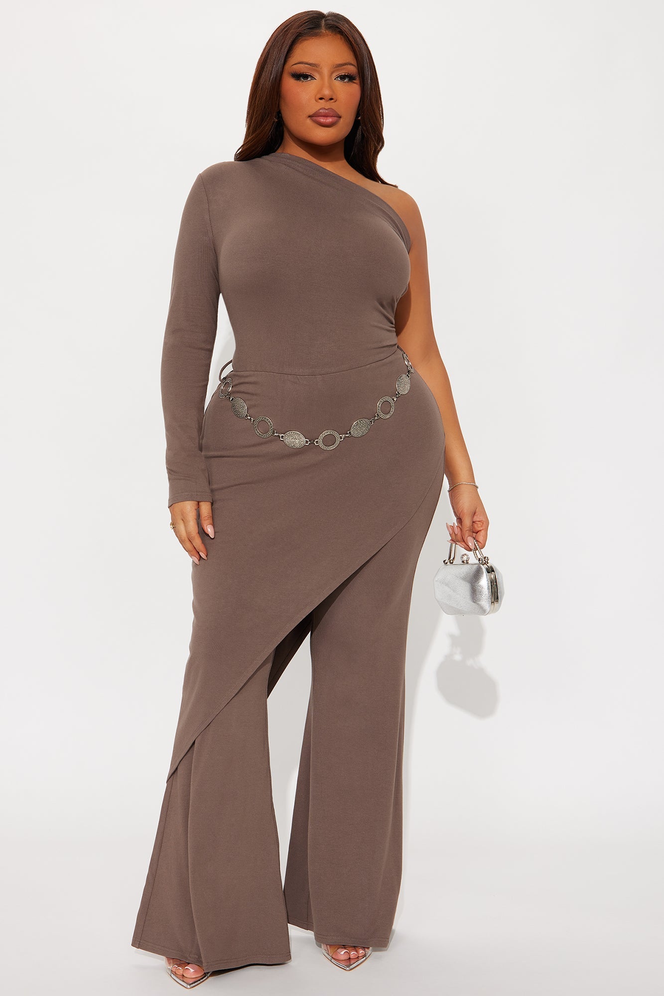 Maritza One Shoulder Jumpsuit - Charcoal