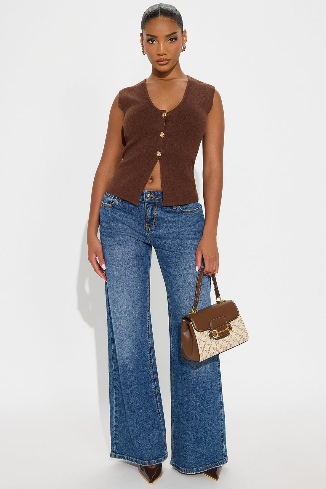 Look Closer Hardware Vest - Brown