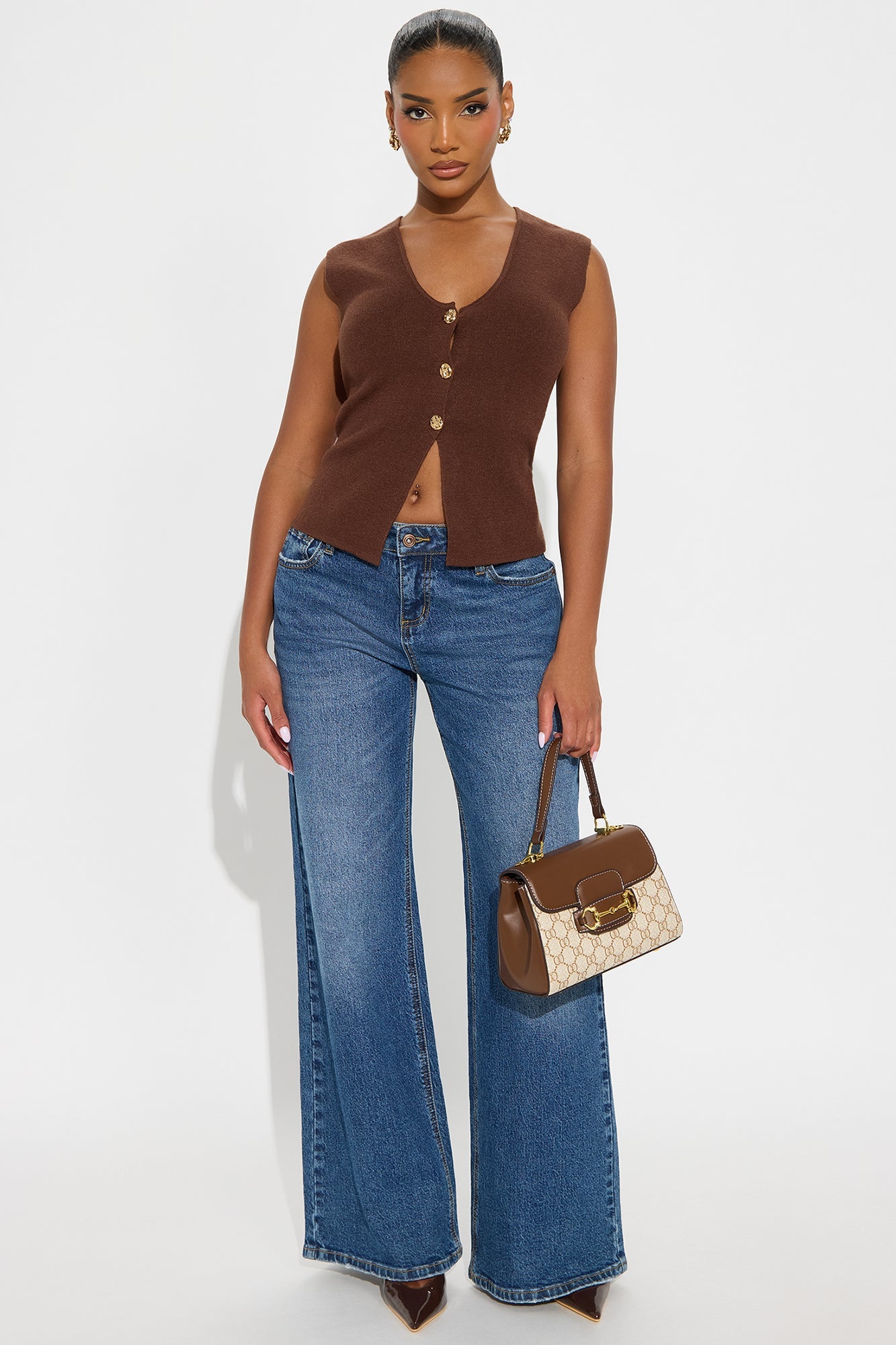 Look Closer Hardware Vest - Brown