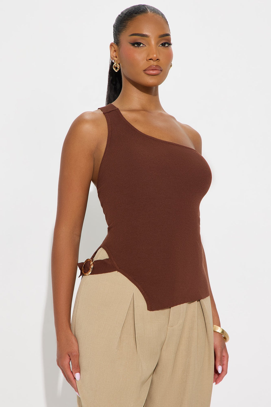 Debbie Hardware Sweater Top - Chocolate