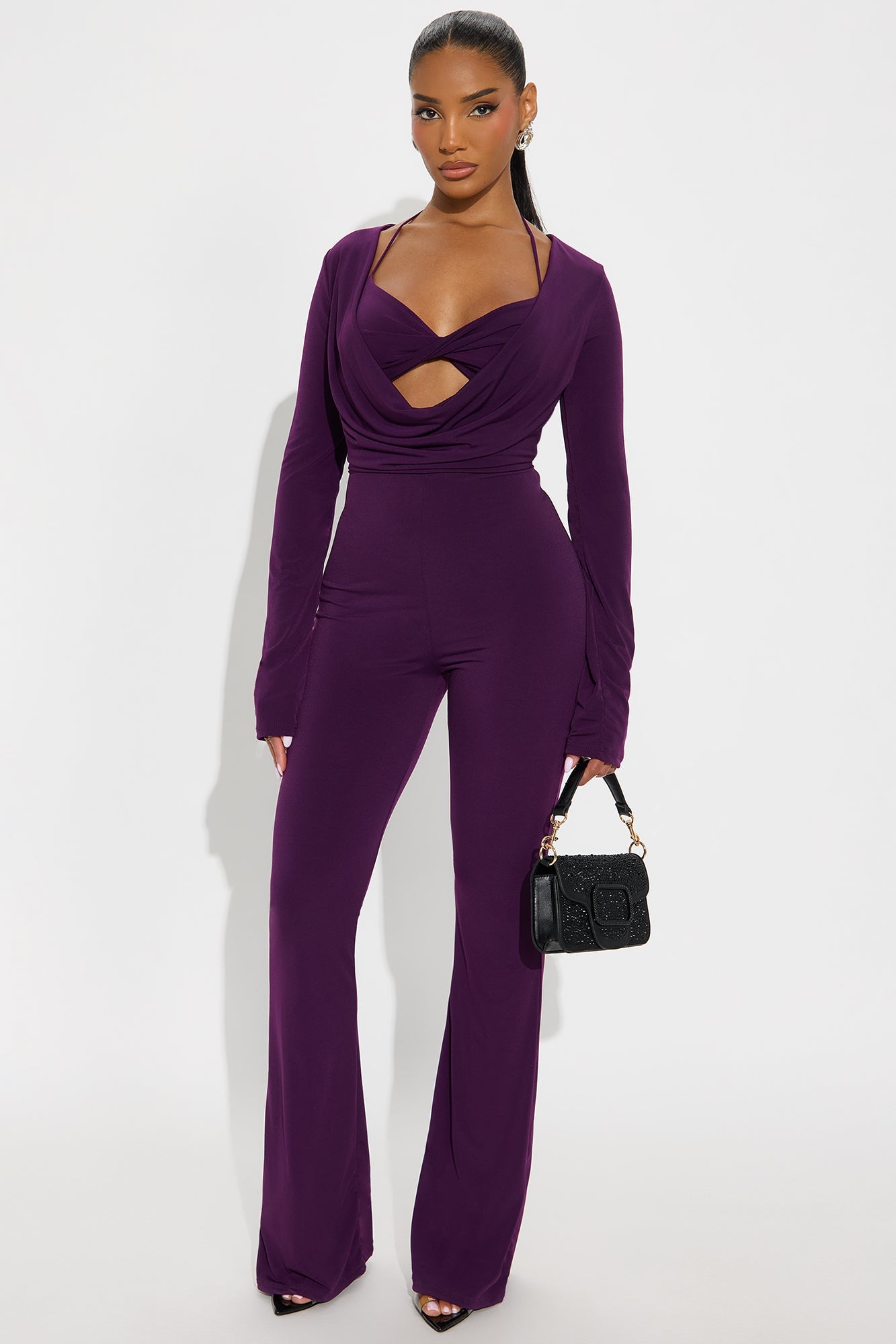 Thalia Long Sleeve Jumpsuit - Plum