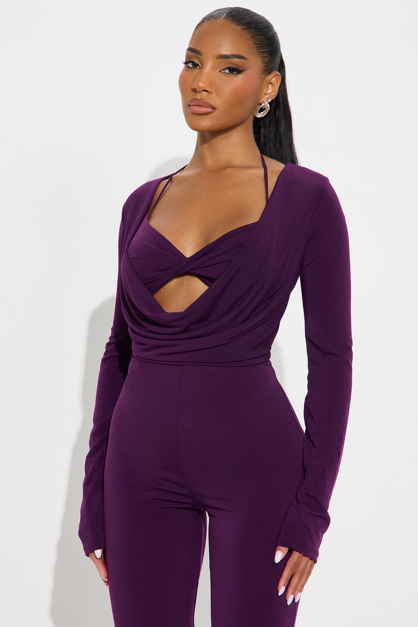 Thalia Long Sleeve Jumpsuit - Plum