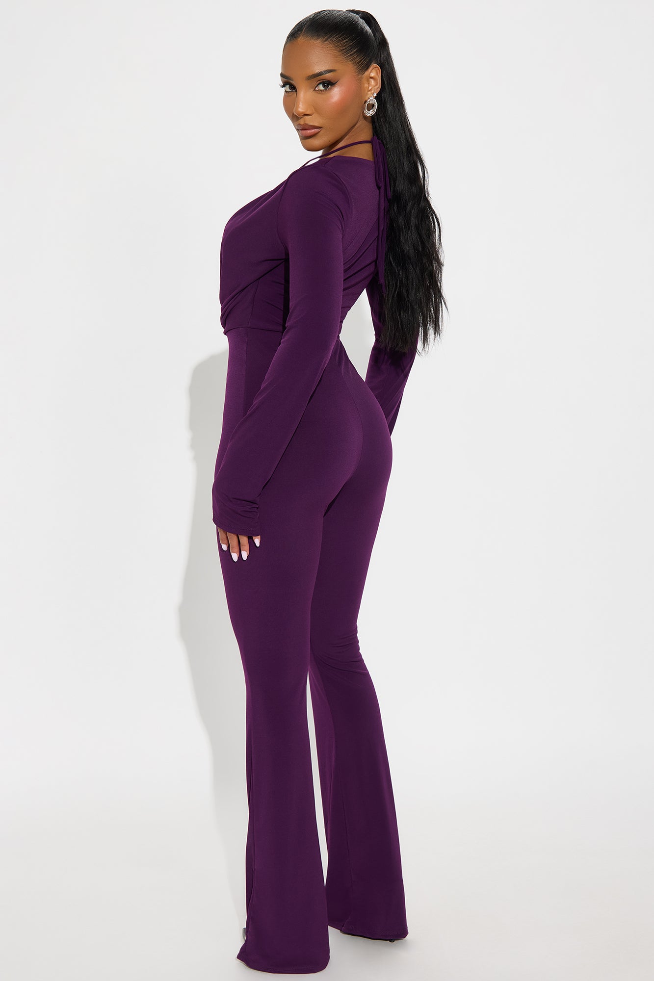 Thalia Long Sleeve Jumpsuit - Plum