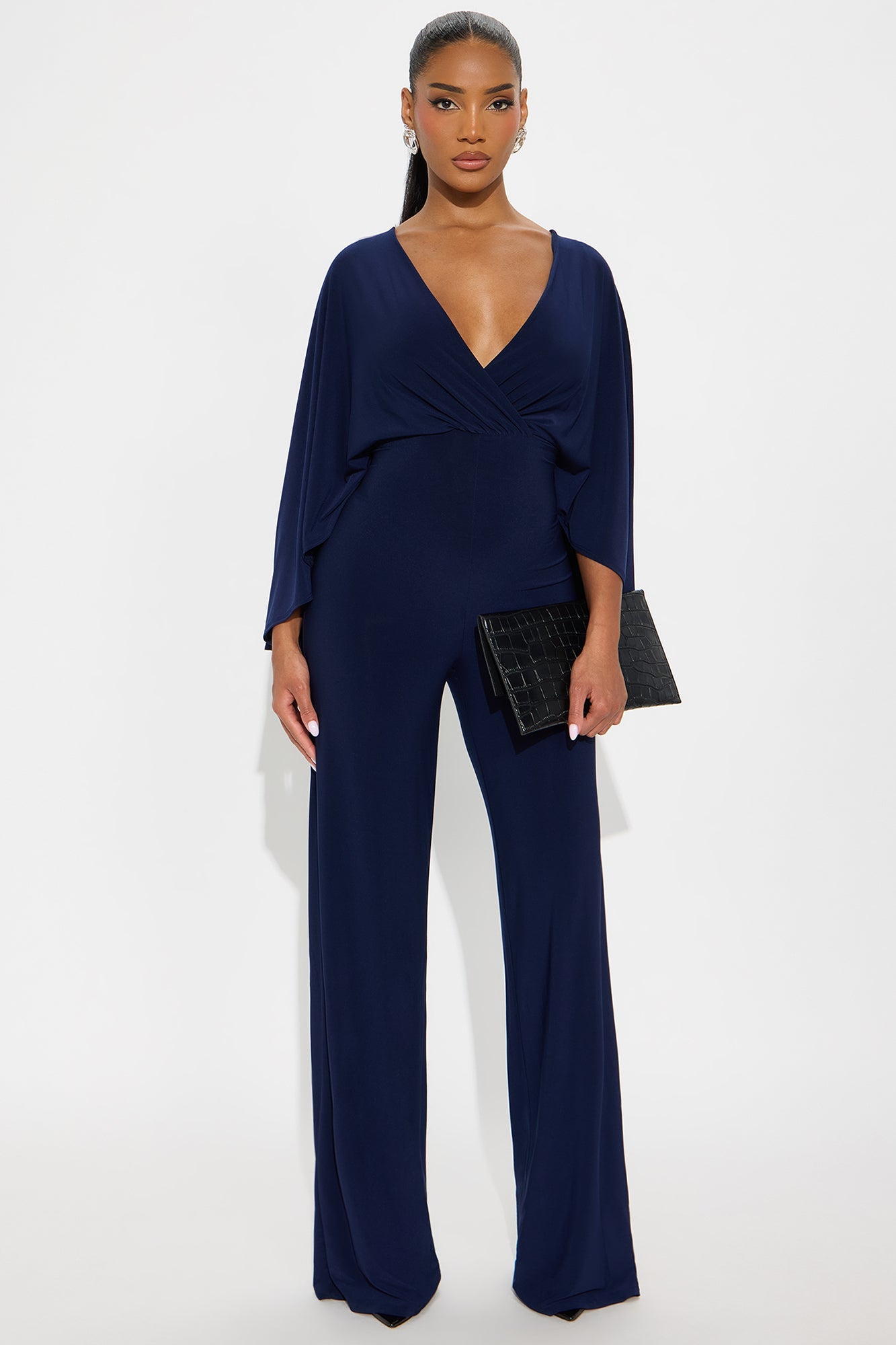 Jelena Cape Top Wide Leg Jumpsuit - Navy