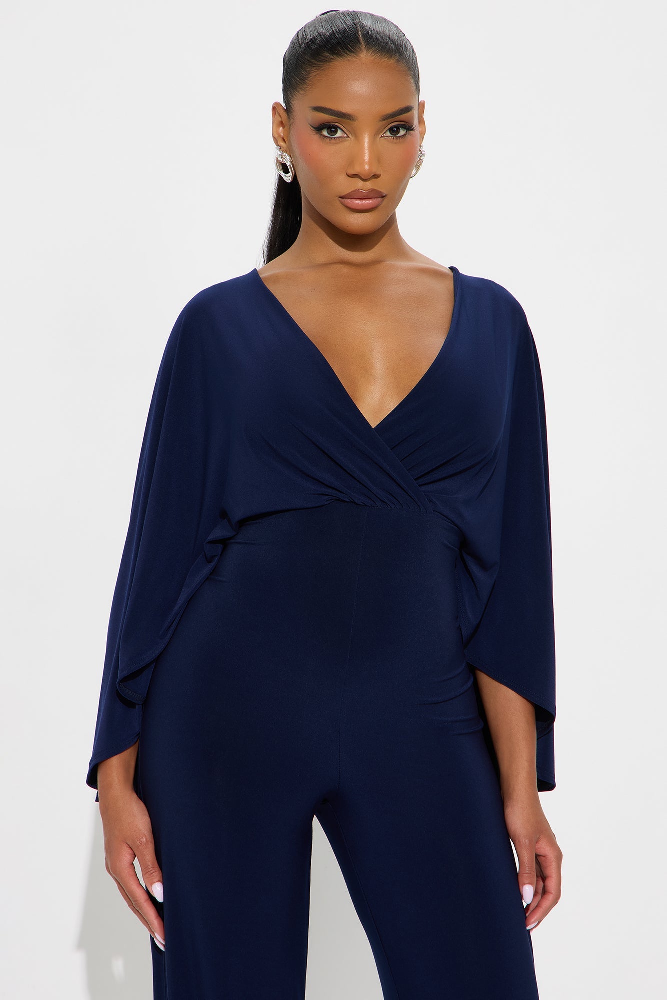 Jelena Cape Top Wide Leg Jumpsuit - Navy