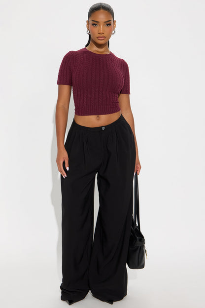 Toasty Plated Pullover Sweater - Burgundy