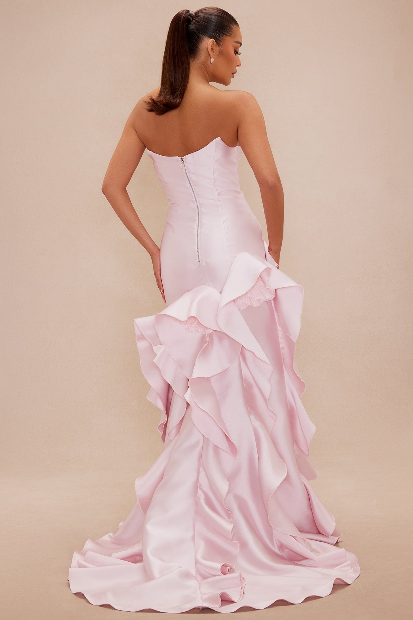 Irina Ruffle Taffeta Gown - Blush
