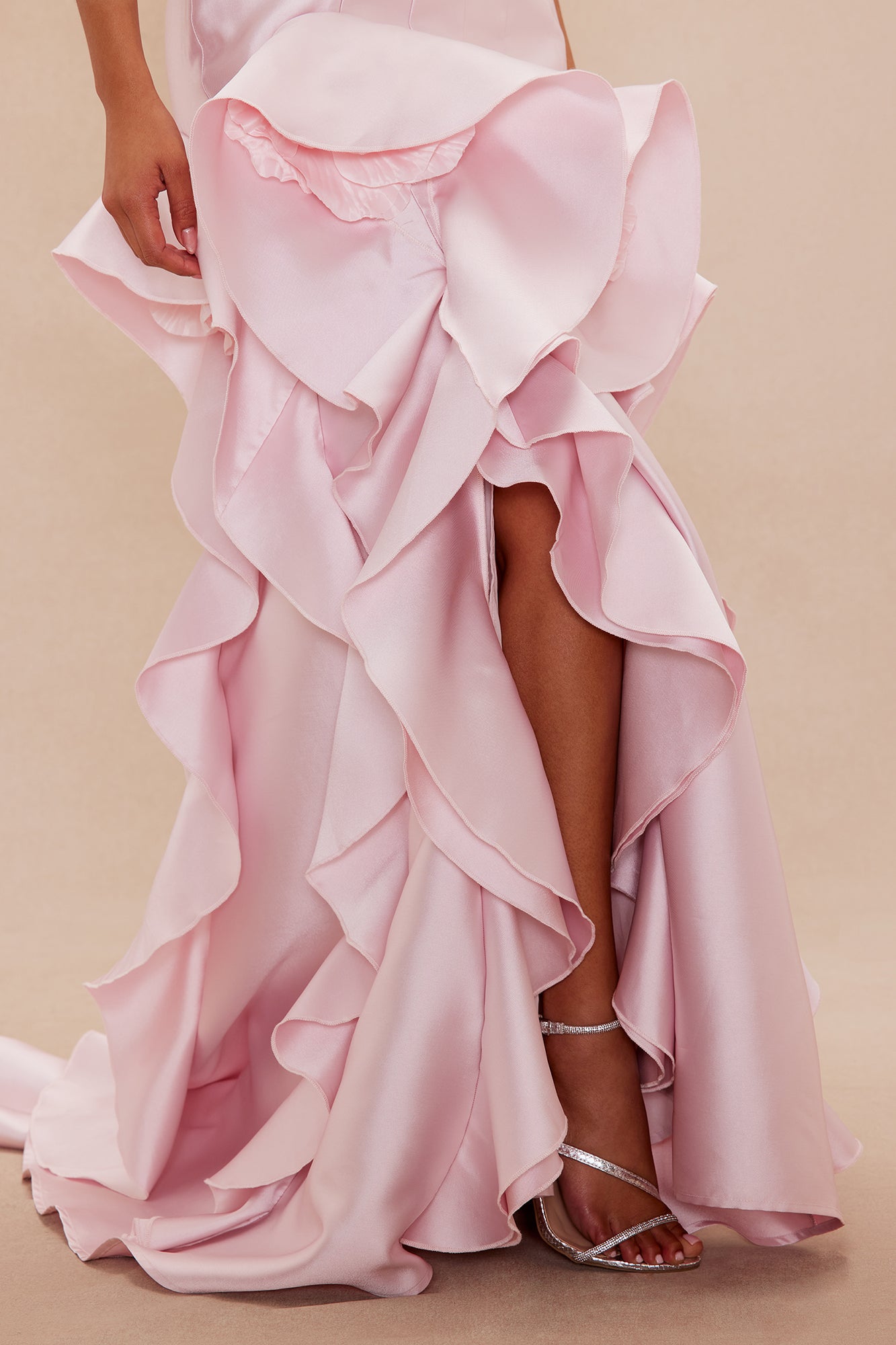 Irina Ruffle Taffeta Gown - Blush