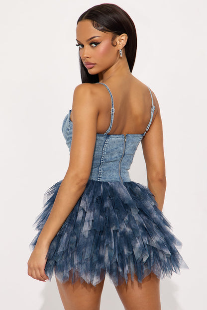 Life In Denim Micro Mini Dress - Denim