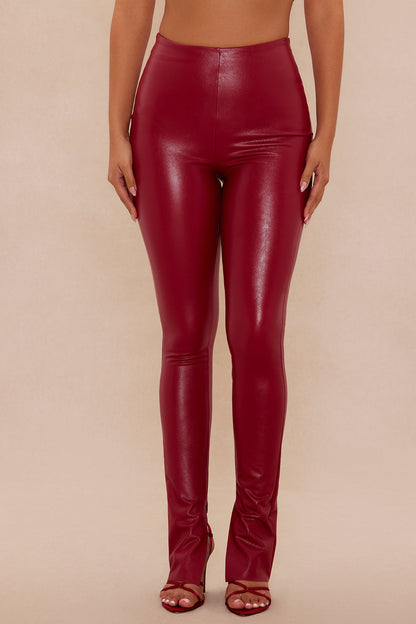 Xena Faux Leather Pant - Burgundy