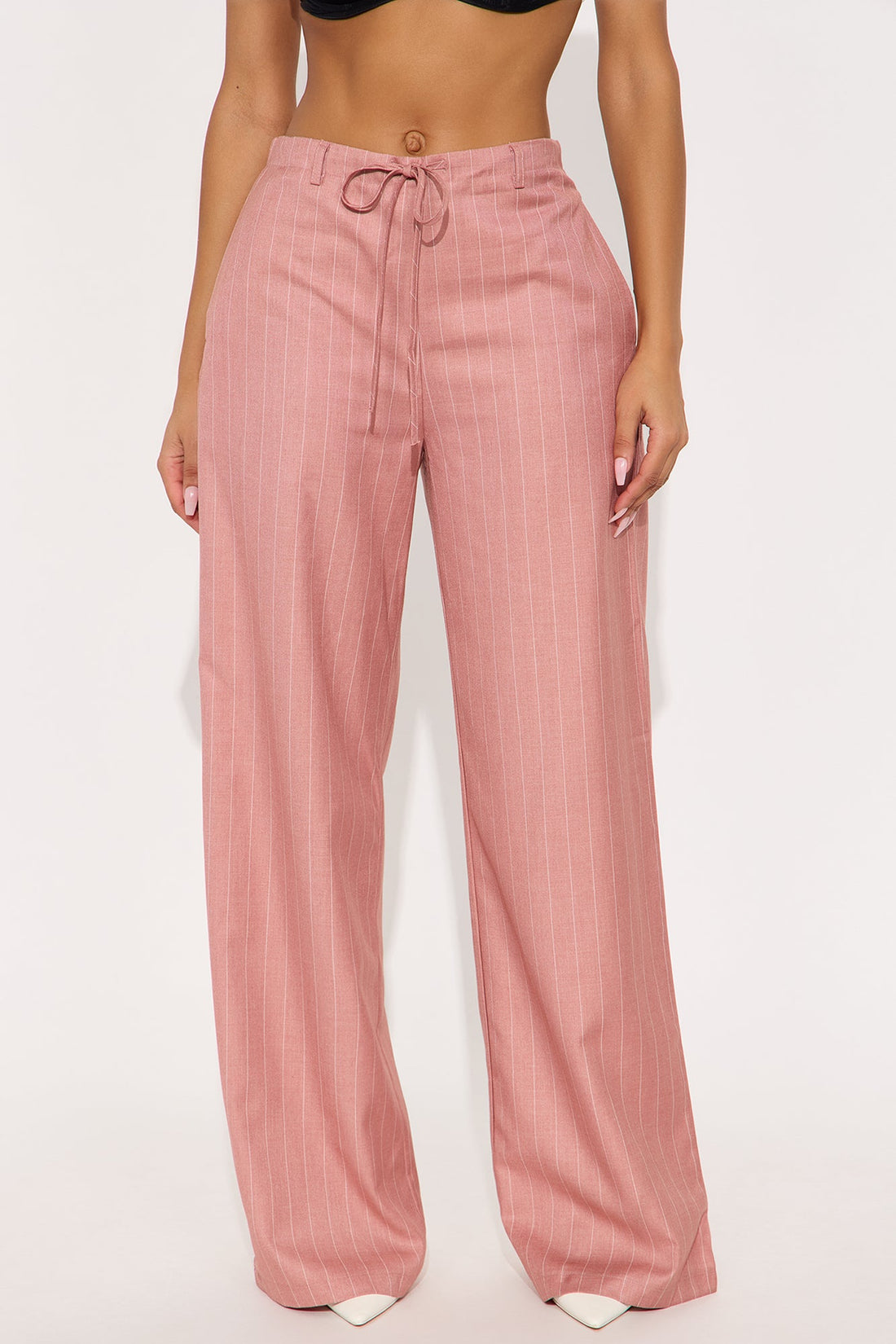 Yessica Pinstripe Wide Leg Trouser - Mauve