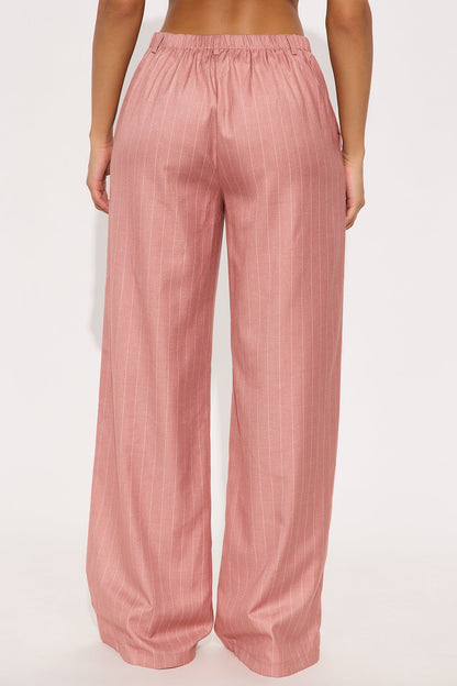 Yessica Pinstripe Wide Leg Trouser - Mauve